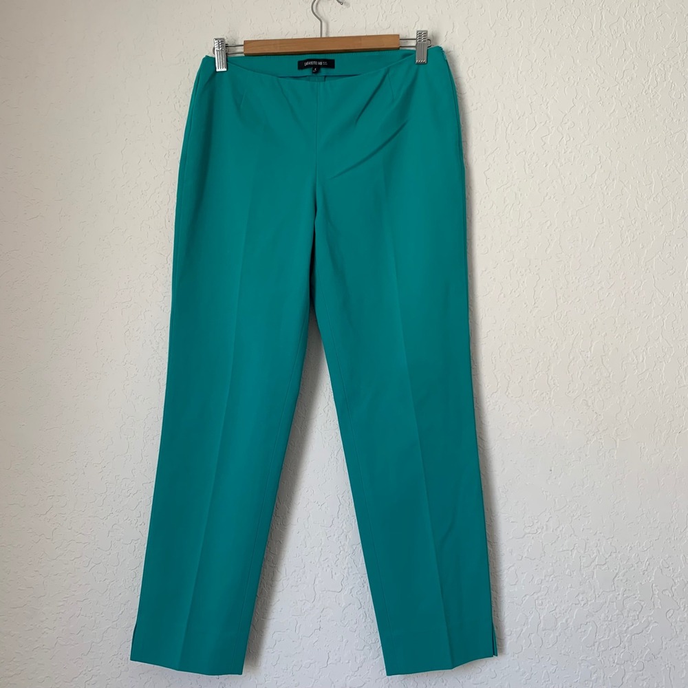 Lafayette 148 Trouser Pant Women 4 Teal Straight Quiet Luxury Career Office Work